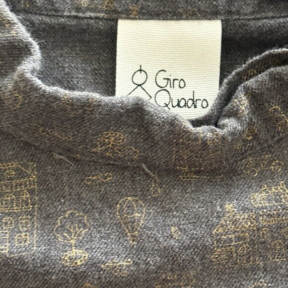 Girls Gray Print Cotton Blouse with Gold Buttons - Size 10 - Picture 2 of 11